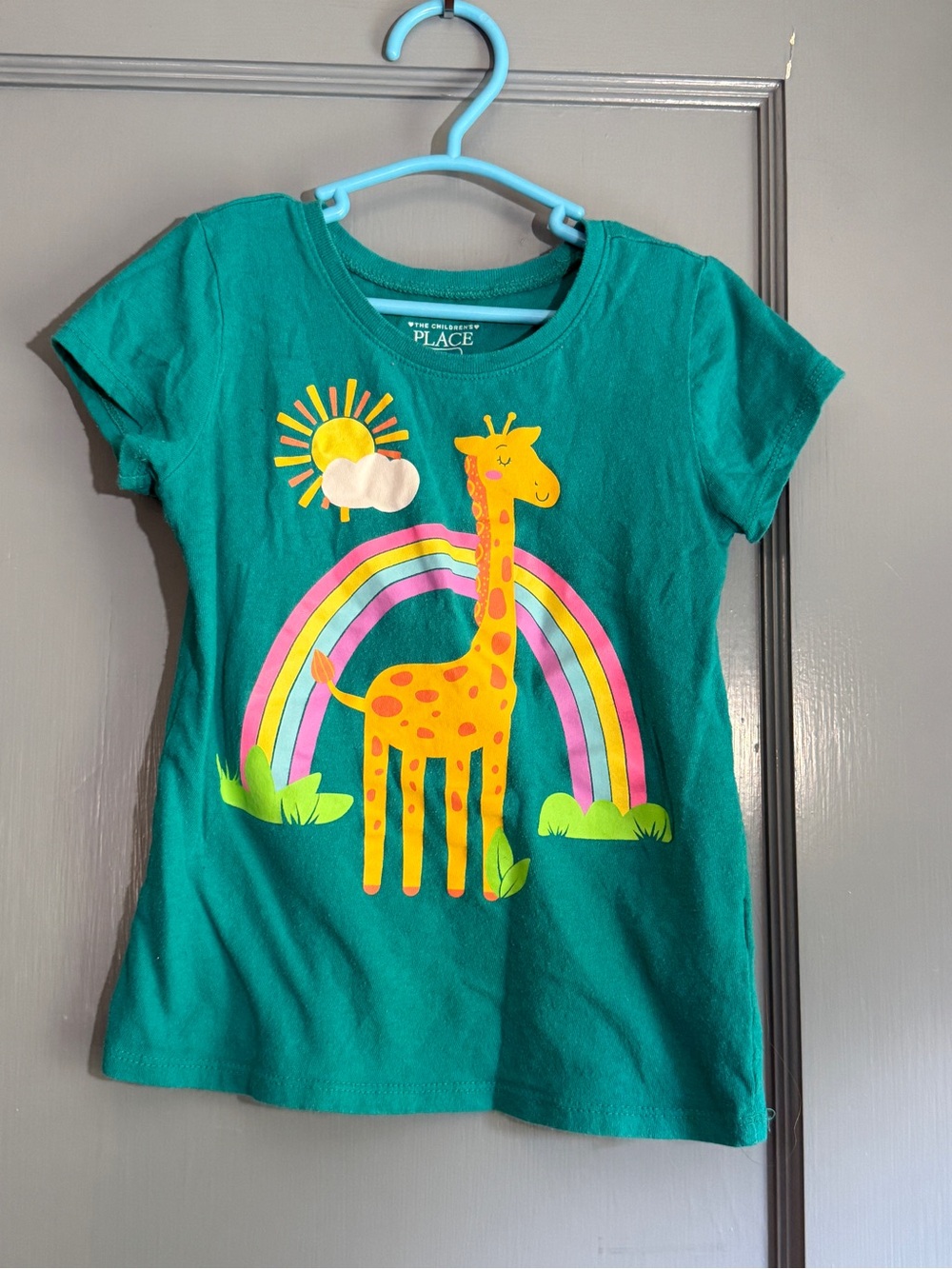 The Children's Place Teal Giraffe Rainbow Graphic Tee